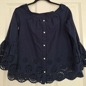 Anthropologie Isabella Sinclair Navy Lace Blouse size S